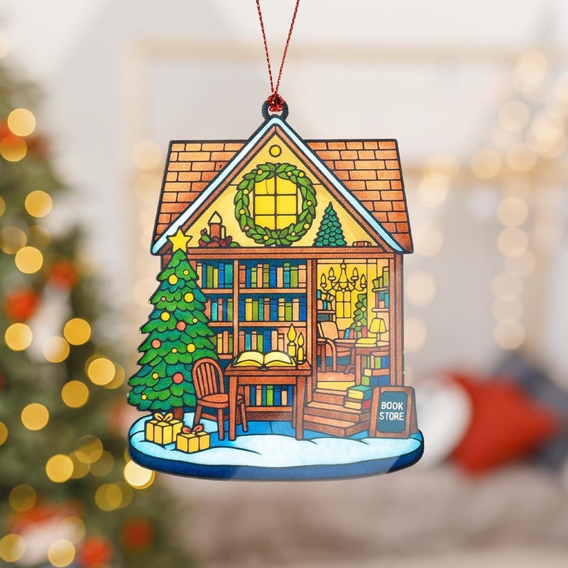 NELXI Book Ornaments for Christmas Tree, Acrylic Ornament Tree Decoration with Suncatcher Effect, Bookish Gifts for Teacher, Librarian, Book Lovers, Reader, Shelf Decor Accessories for Women Men, Gift Ideas - Image 2